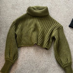 Green sweater crop